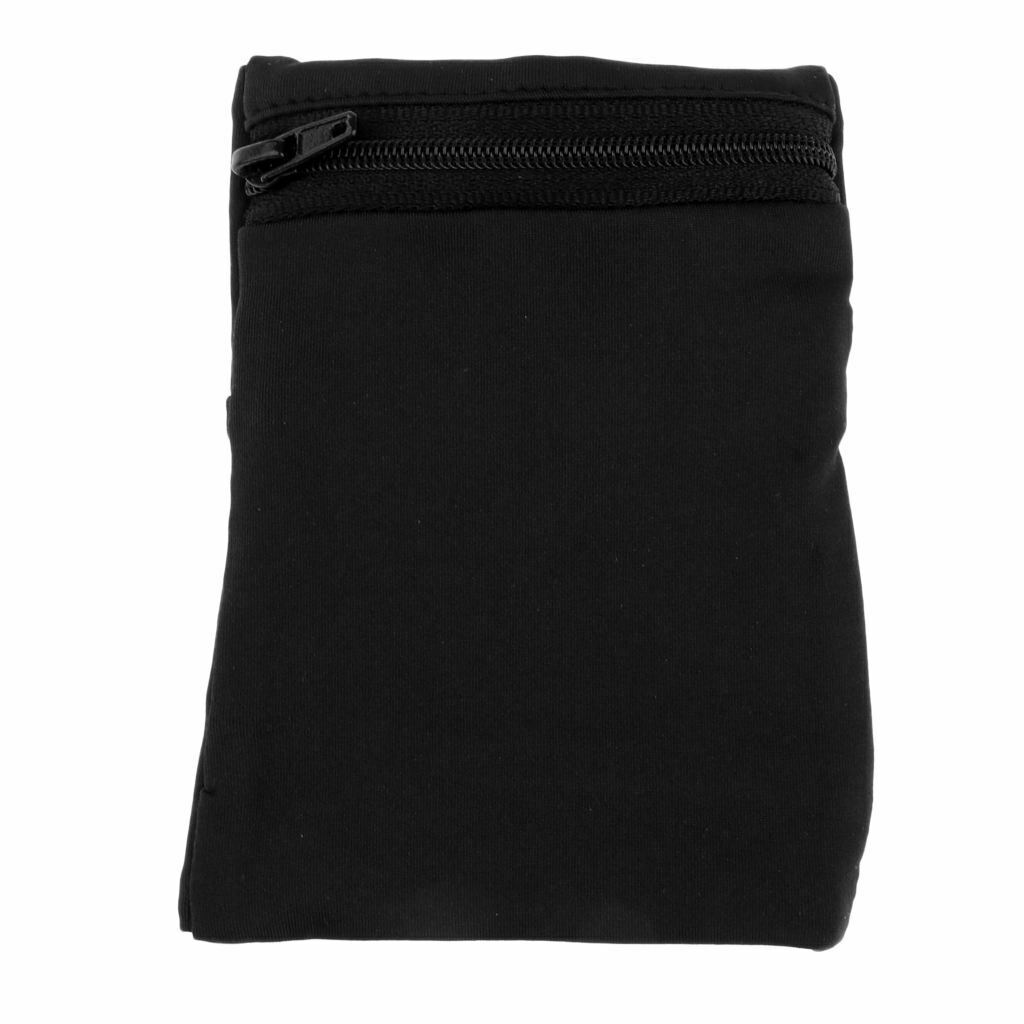 Black Sports Running Gym Wristband Sweatband Zipper Pocket Wallet