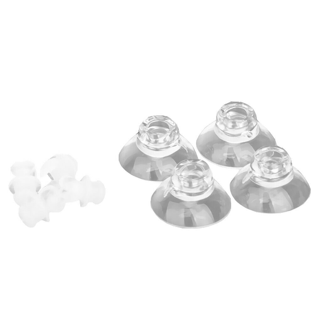 4x Aquarium Air Hose Suction Cup Clips Clamps Made Of Plastic, Transparent