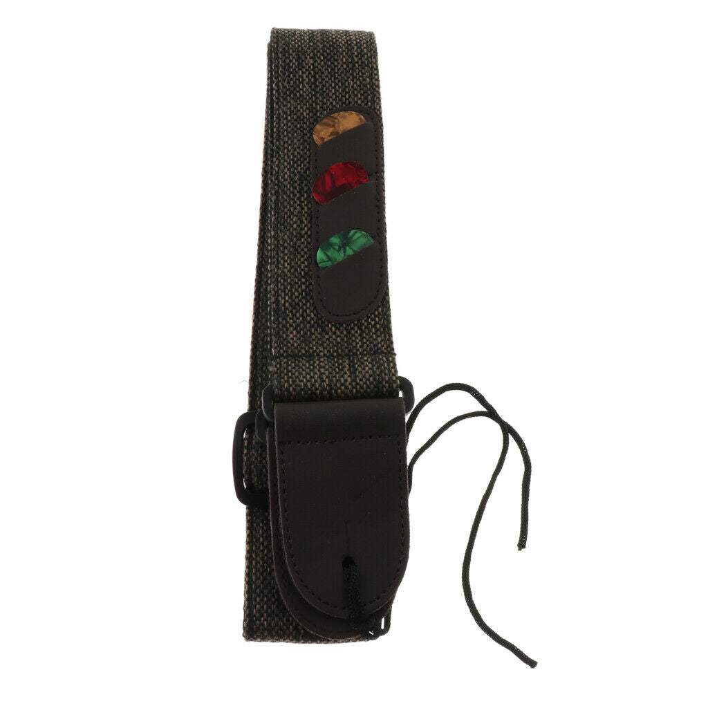 Adjustable Guitar Soft Cotton Strap Belt for Folk Guitar Bass Dark Black