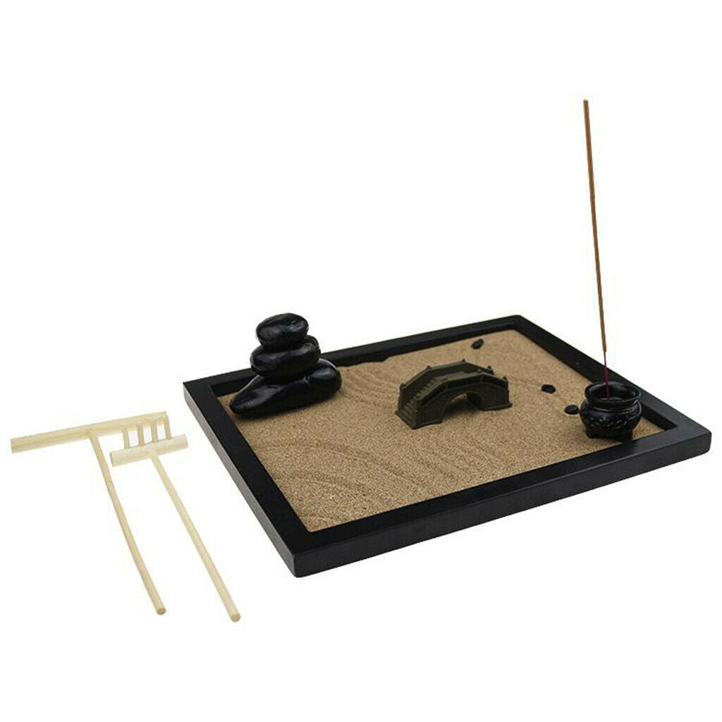 Office Desktop Tabletop Zen Garden Set with Free Rake Zen Garden Drawing