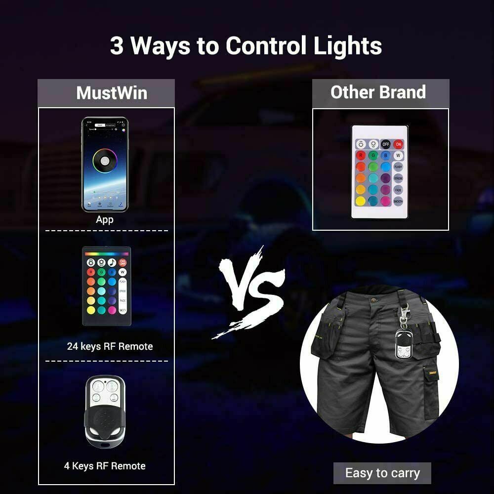 10x Pods RGB LED Rock Light Offroad Wireless Bluetooth Music Controller