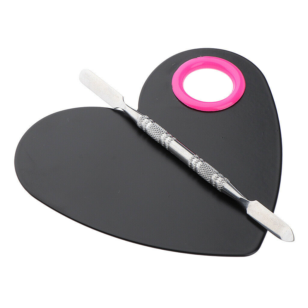 Pink & Black Lady Stainless Steel Cosmetic Makeup Palette Spatula Artist