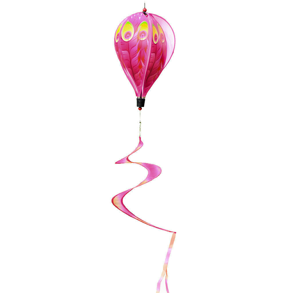 Hot Air Balloon Wind Spinner Stripe Garden Yard Outdoor Decor Peacock