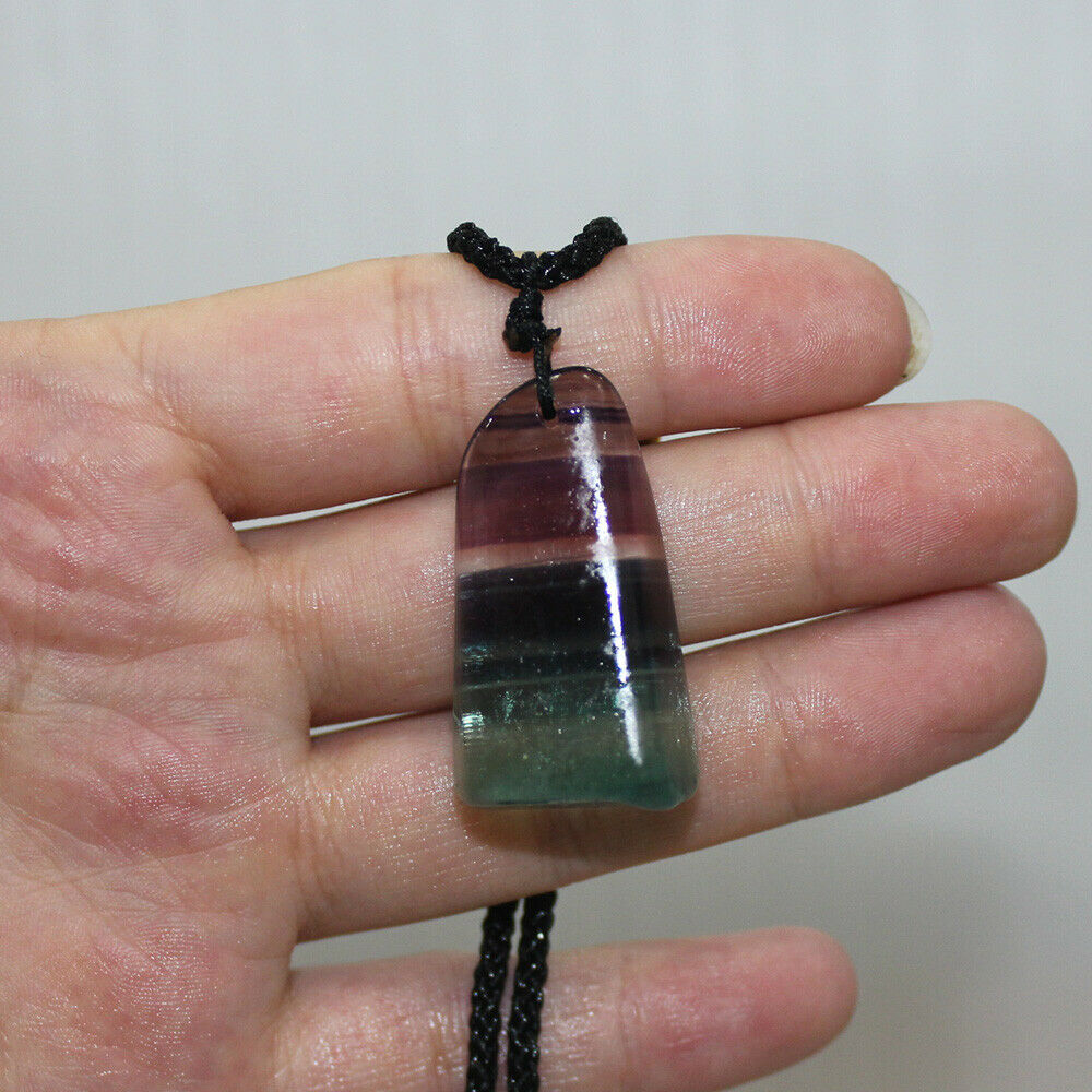Natural Colorful Fluorite Quartz Crystal Pendant Irregular HealingStone Necklace