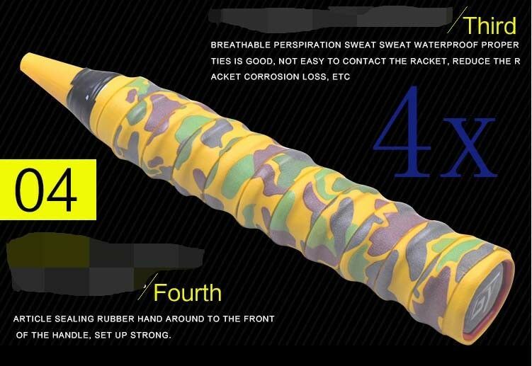 4Pcs Stretchy Anti Slip Racket Bat Roll Tennis Badminton Handle Grip Tape Camo