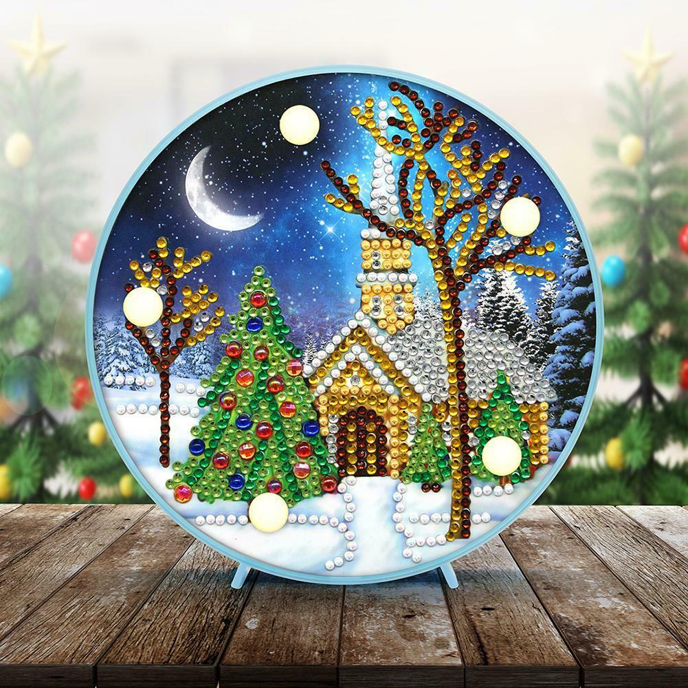 DIY Special Shaped Diamond Painting Christmas Tree House Light Home Decor @