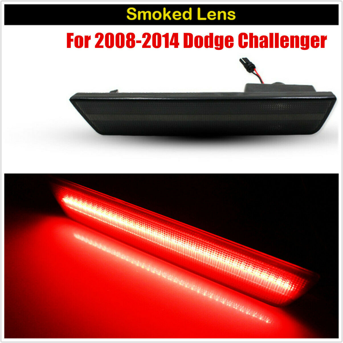 Smoked Rear Side Marker Lamps with Red LED Lights For 2008-2014 Dodge Challenger