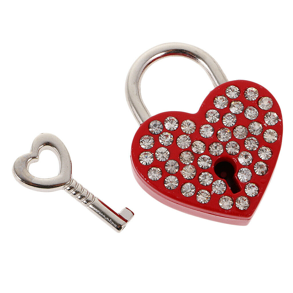 3.8cm Trunk Drawer Outside Diamante Heart Padlock Suitcase Lock Latch