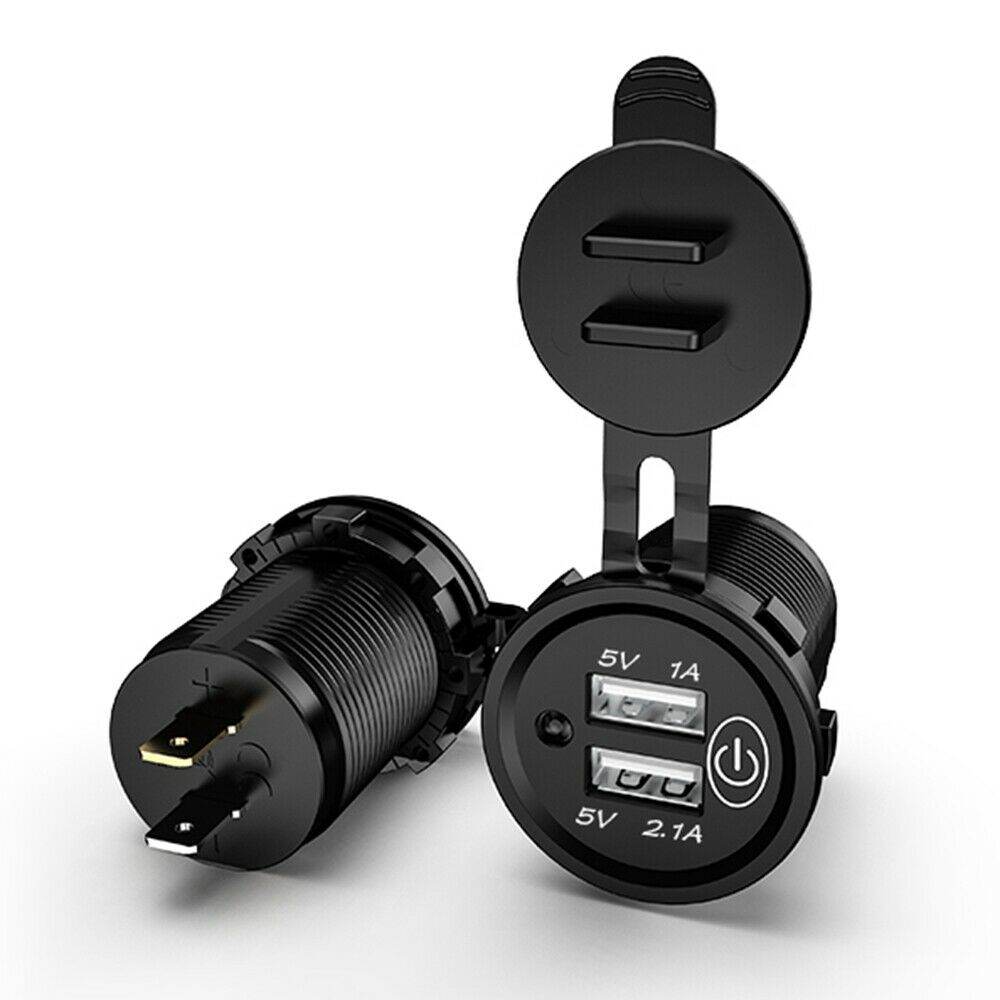 12V/24V Dual Port Car Boat USB Charger Adapter 5V 3.1A Power Led Outlet Socket