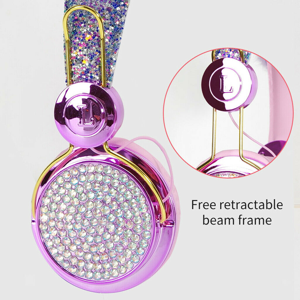 Lovely Cartoon Glitter Bear Ear Kids Stereo Headphone for Girls Children