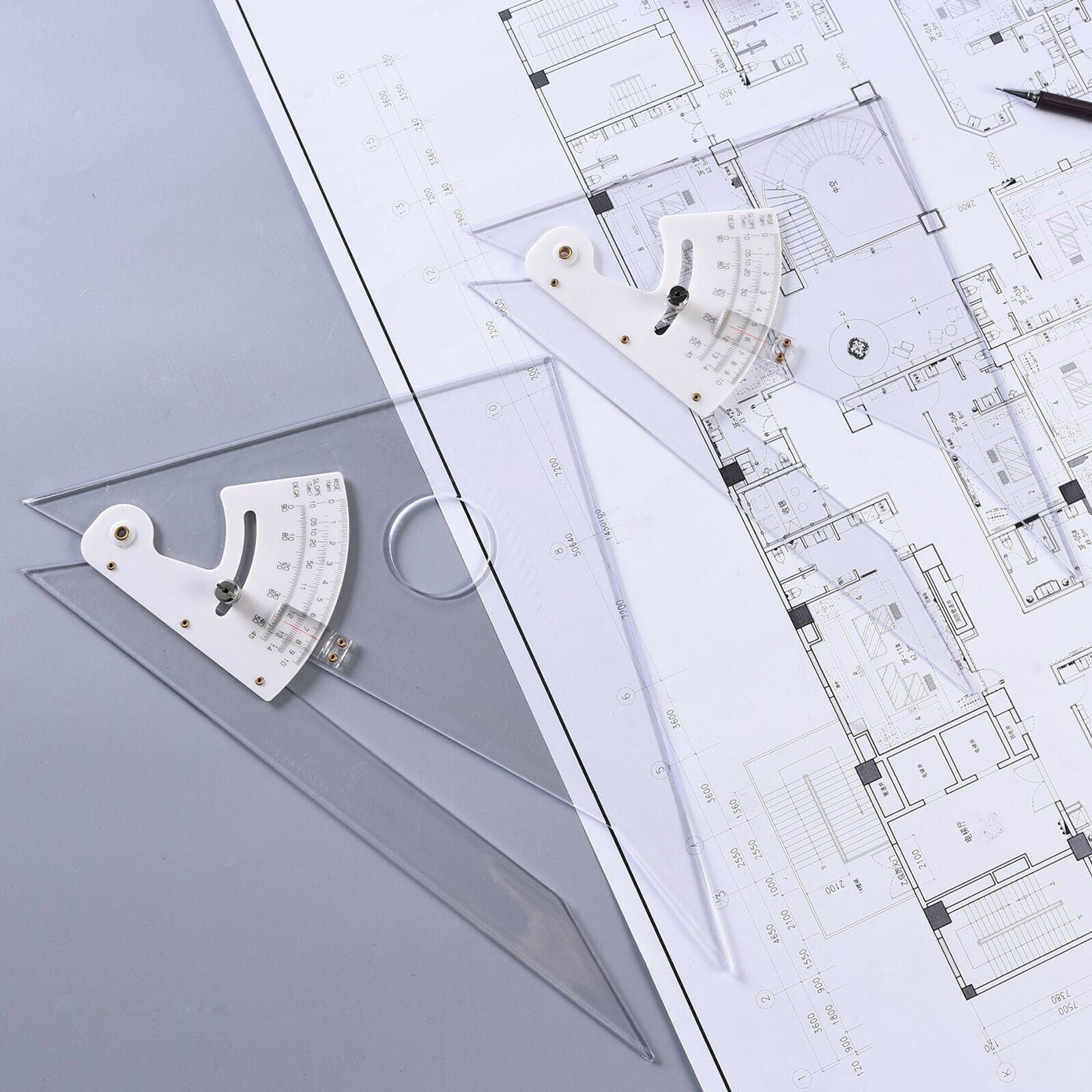 Drafting Triangle Ruler Adjustable Scale Architect Engineer Plain Edge