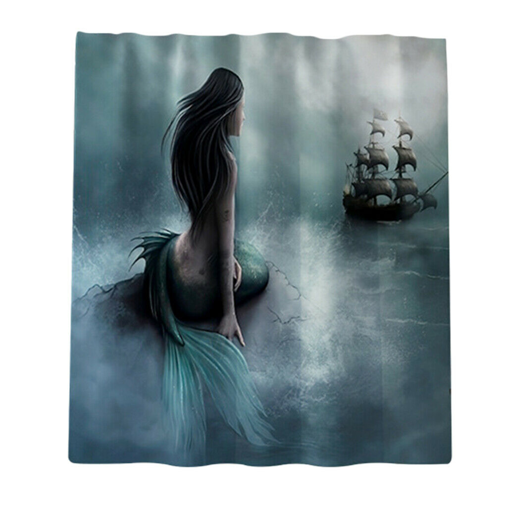 Digital Printed Mermaid Shower Curtains Mildew-resistance Bath Curtain A