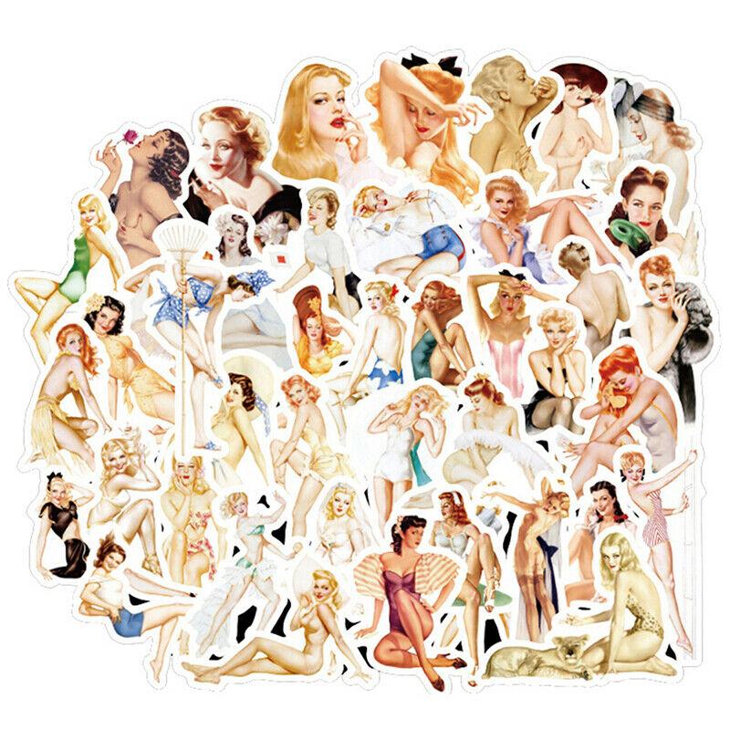 50Pcs Sexy Retro Poster Girls Stickers Suitcase Laptop Guitar Car SticDEAU