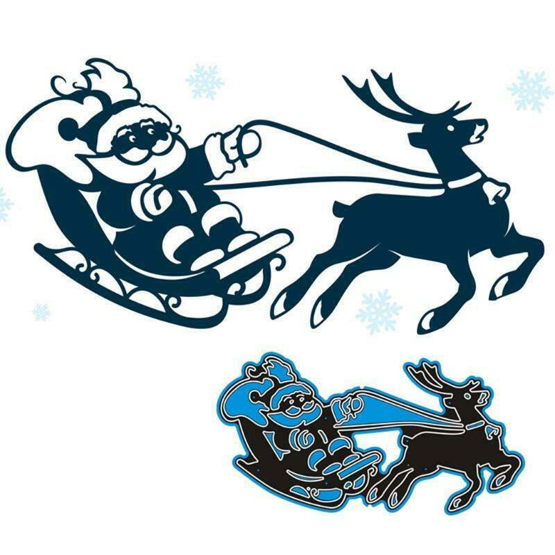 Christmas Santa Sleigh Elk Metal Cutting Dies Stencil DIY Scrapbook Album Paper