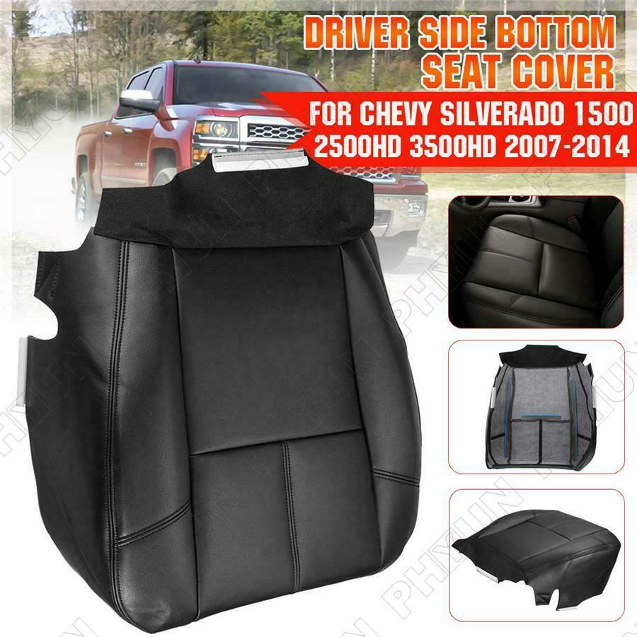 For 2007-2013 Chevy Silverado 1500 2500 3500 HD Driver Bottom Seat Cover Black