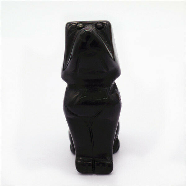 48x28x20mm Black Obsidian Carved Dog Decoration Statue Stone Home Decor HH7950
