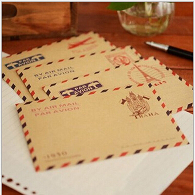 10pcs Mini Envelope Postcard Letter Stationary Storage Paper AirMail Vinta.l8