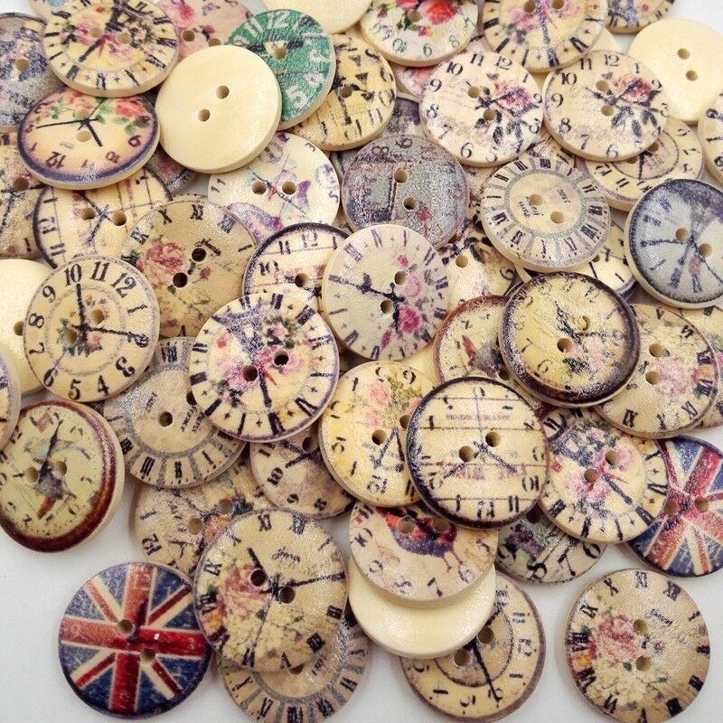 150pcs 2 Holes 20mm Mixed Wooden Buttons for Sewing Scrapbooking DIY Crafts