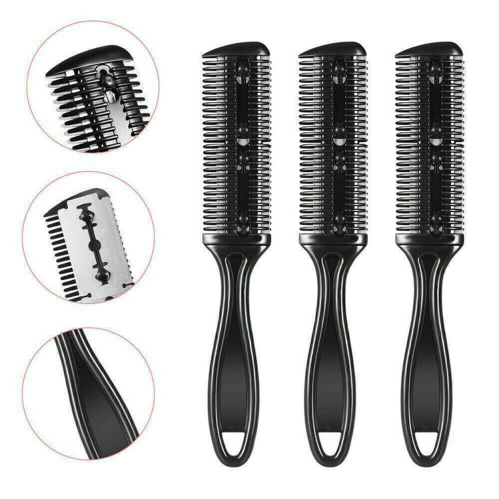 3 PCS Hair Brush Cutter Comb Beard Trimmer Cut Thinning Slice Hair Shaper Razor
