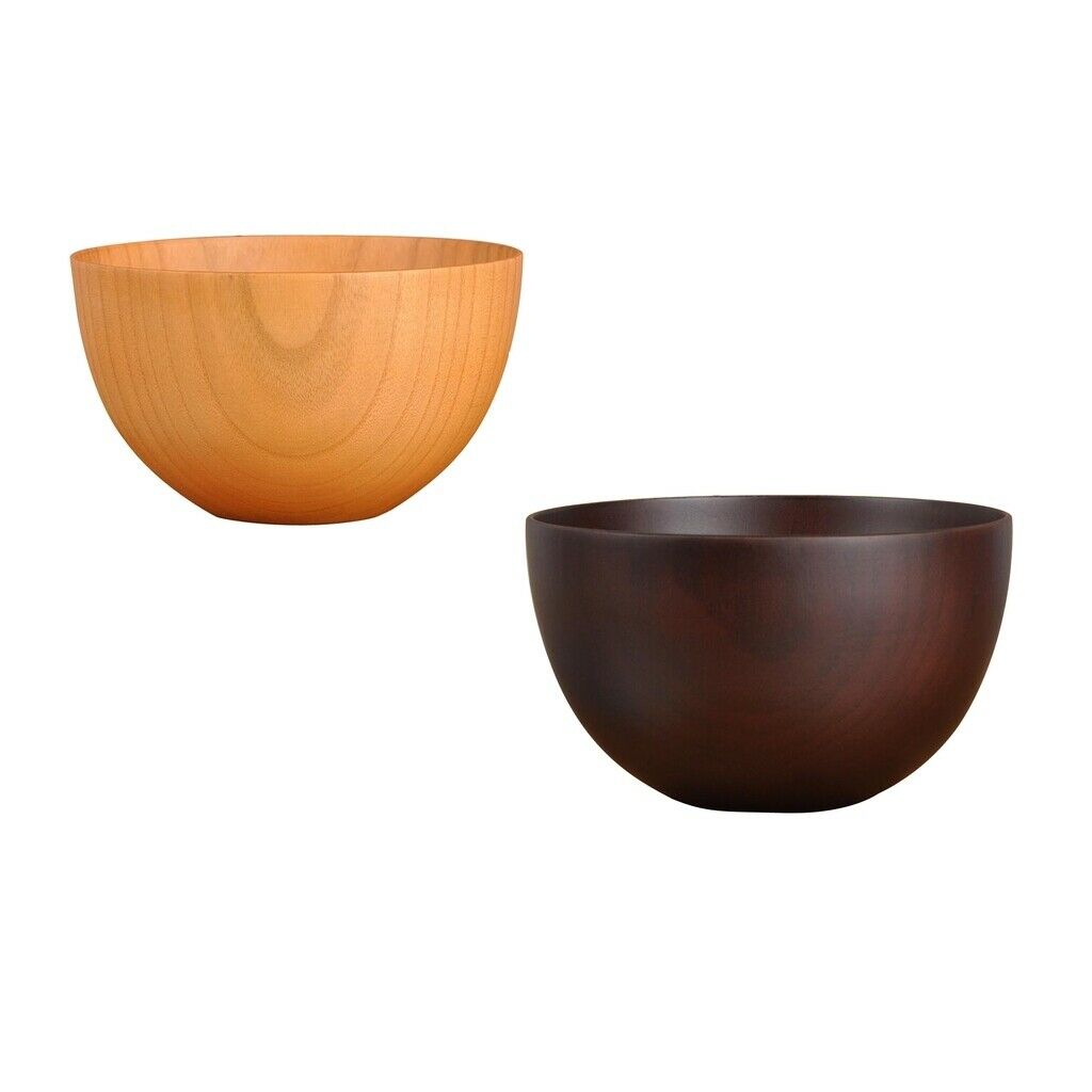 2x Large Natural Wooden Bowl of Rice Noodles
