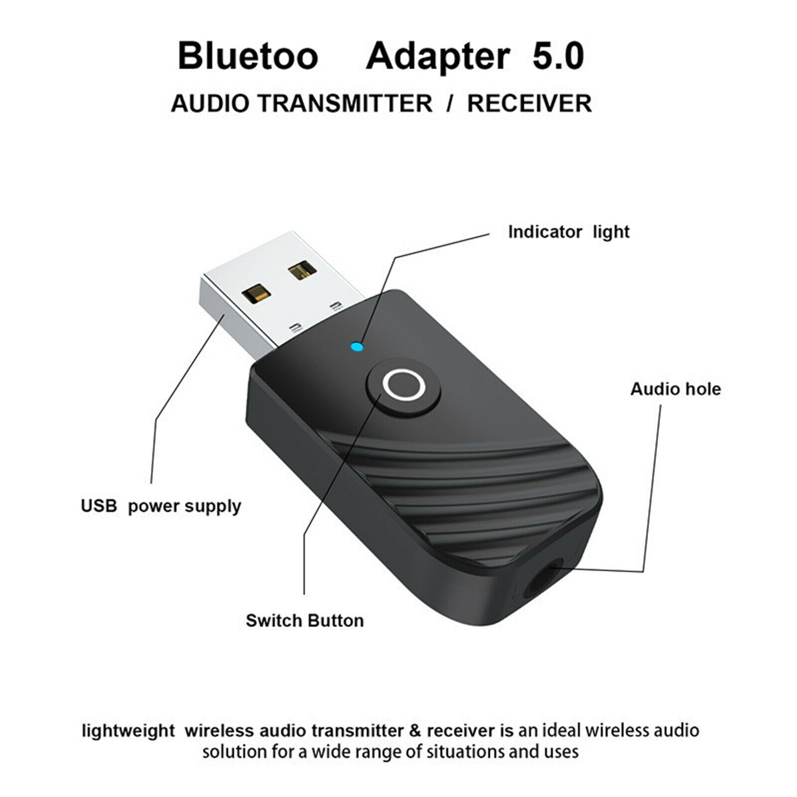 3-in-1 Bluetooth 5.0 Transmitter and Receiver For TV Home Sound System