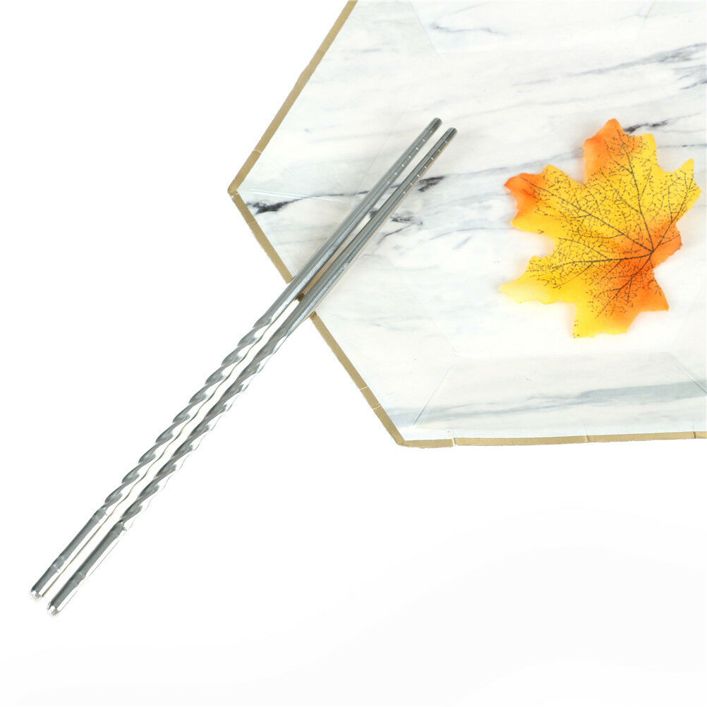1 Pair Stainless Steel Chopsticks Chinese Reusable Non-Slip Sushi Chop Sti.l8