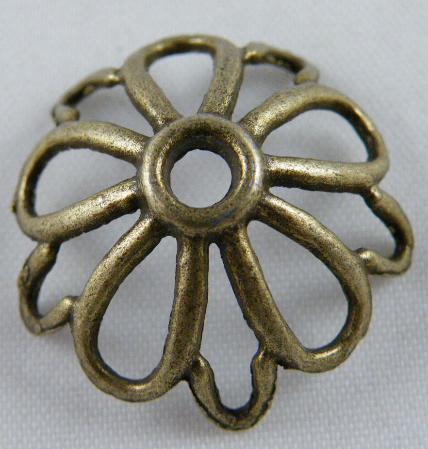 25pcs Bronze Color Large Flower Bead Caps 25x10mm 11330