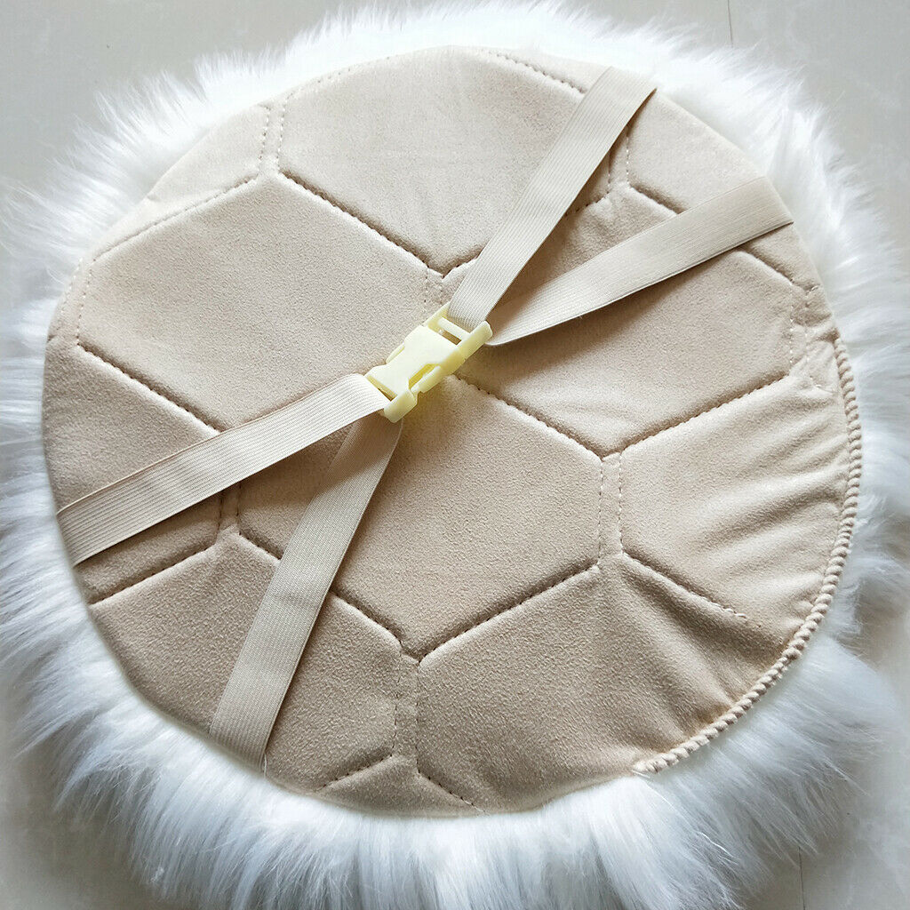 2pcs Fluffy Faux Fur Seat Cushion Pad Artificial Sheepskin Mat White 33cm