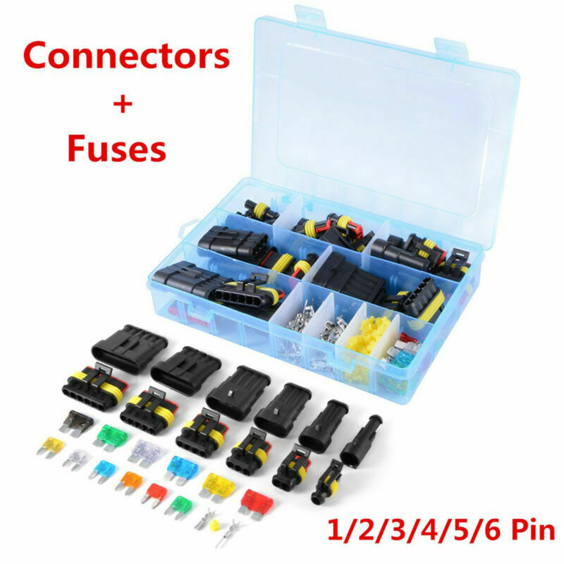 Car Truck Waterproof Electrical Connector Terminal 1/2/3/4/5/6 Pin Way+Fuses Kit