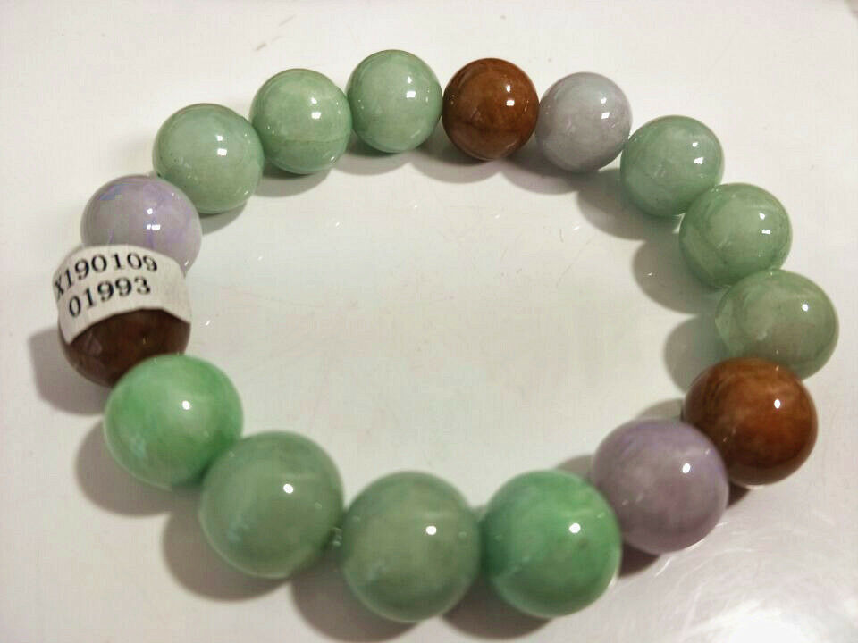 Green Red 100% Natural A JADE JADEITE Bead Beads Bangle Bracelet 9 mm AAA