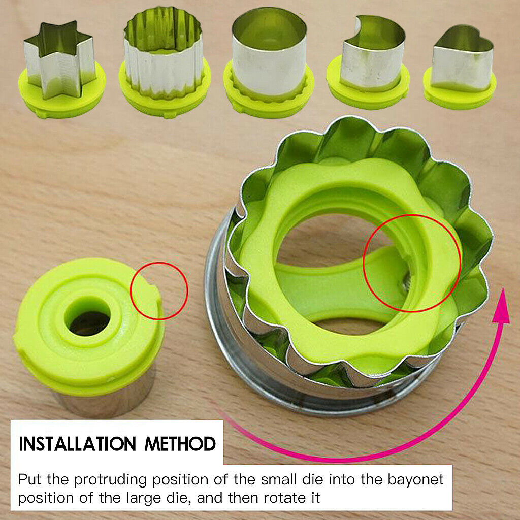 6-in-1 Cookie Cutters Baking Set Heart Moon Shape Molds for Kitchen Baking