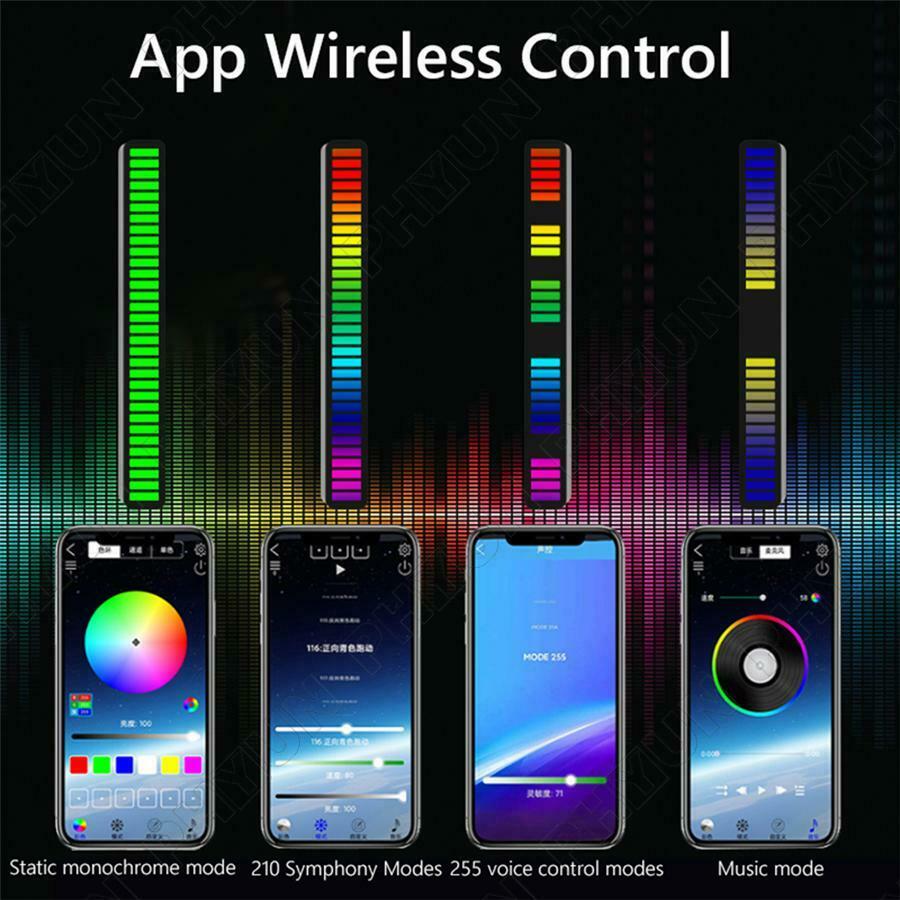 RGB LED Voice Activated Dynamic Color Lamp Music APP Control Light Bar Universal