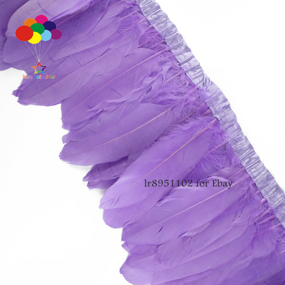 2 meter 15-20cm Goose Feather Wedding Lilac Dresses Decoration Skirt Party