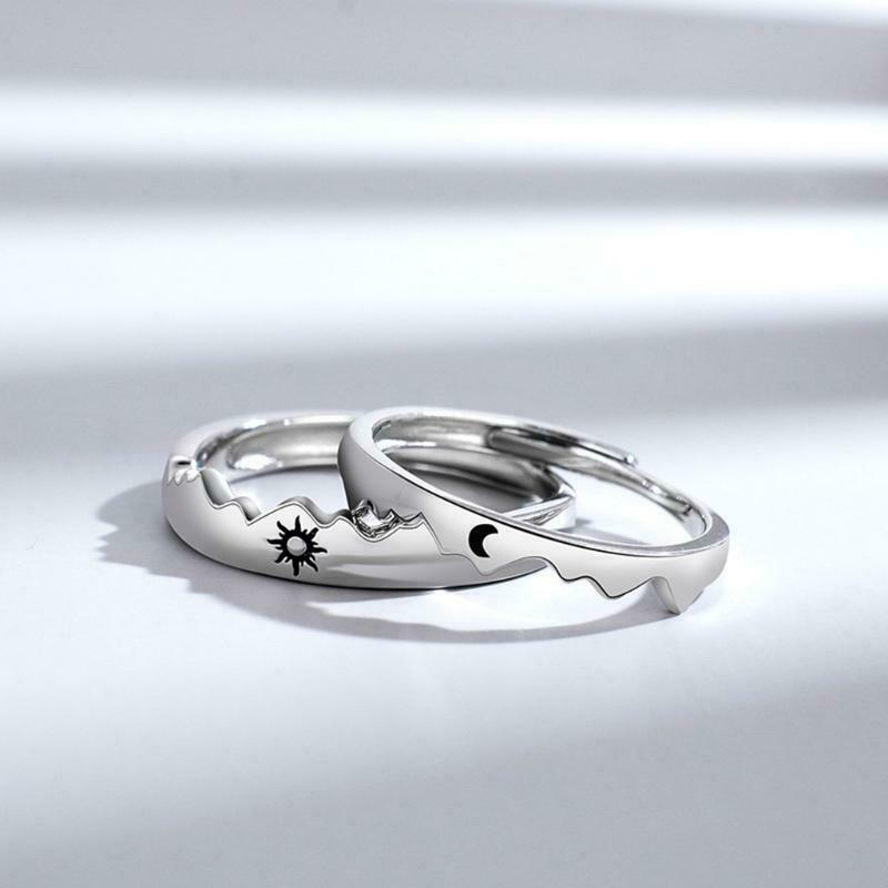 Couple Rings for Women Men Adjustable Couple Matching Promise Wedding Ring