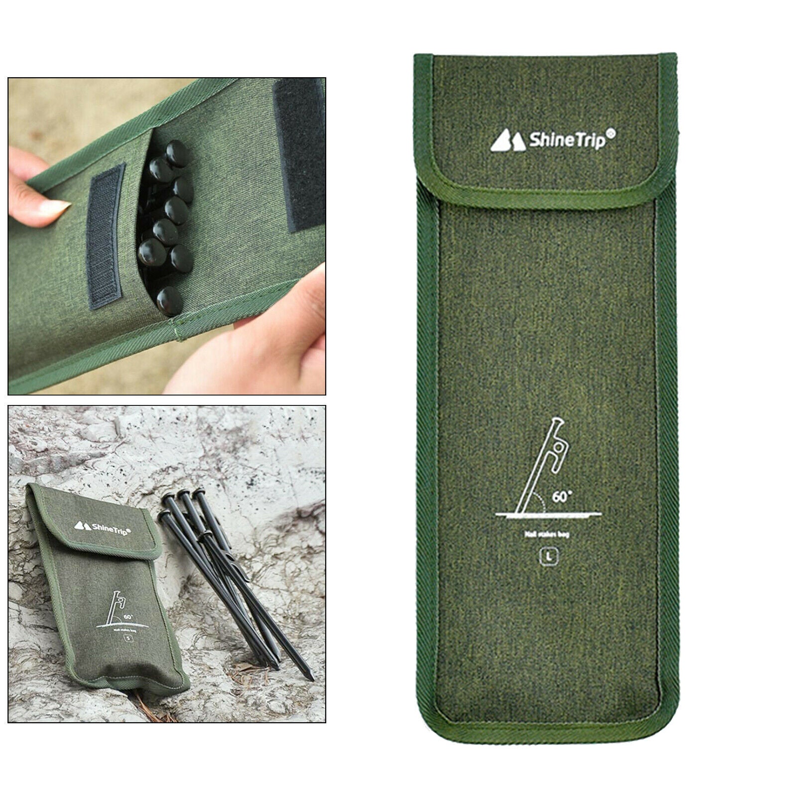 Outoor Tent Stake Peg Nails Case Bag Storage Pouch for Camping Fishing 32x12cm