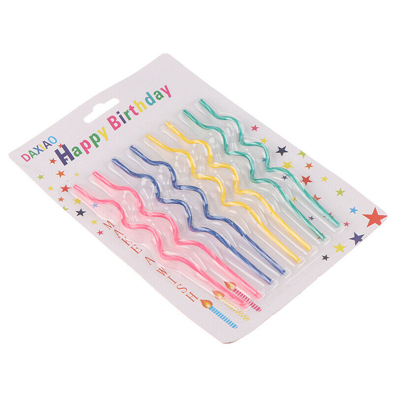 8pcs/set Long curve cake candles mix color birthday wedding party suppli.l8