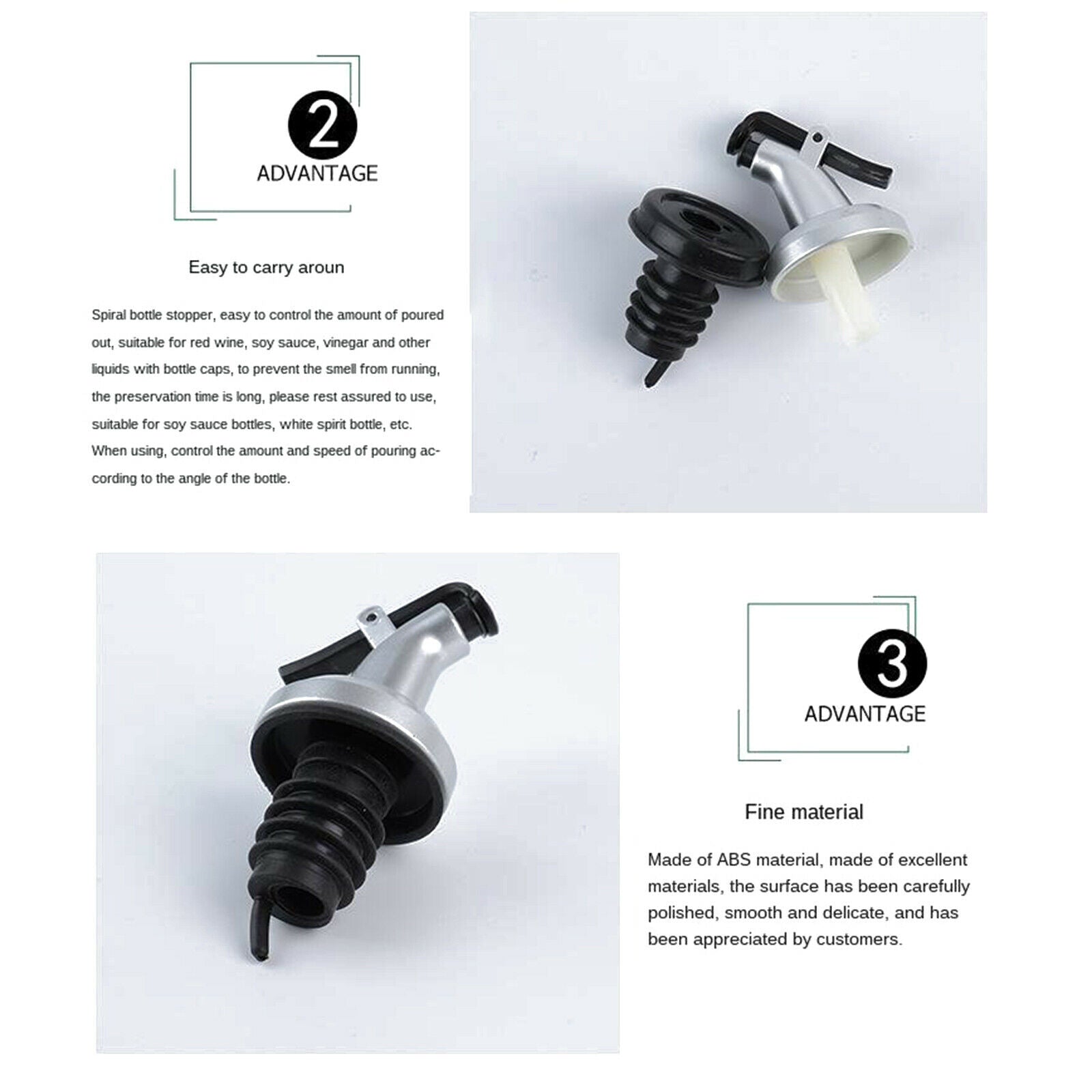3 pcs Bottle Dispenser Leakproof Stopper Spout Pourer Oil Vinegar Wine Kitchen