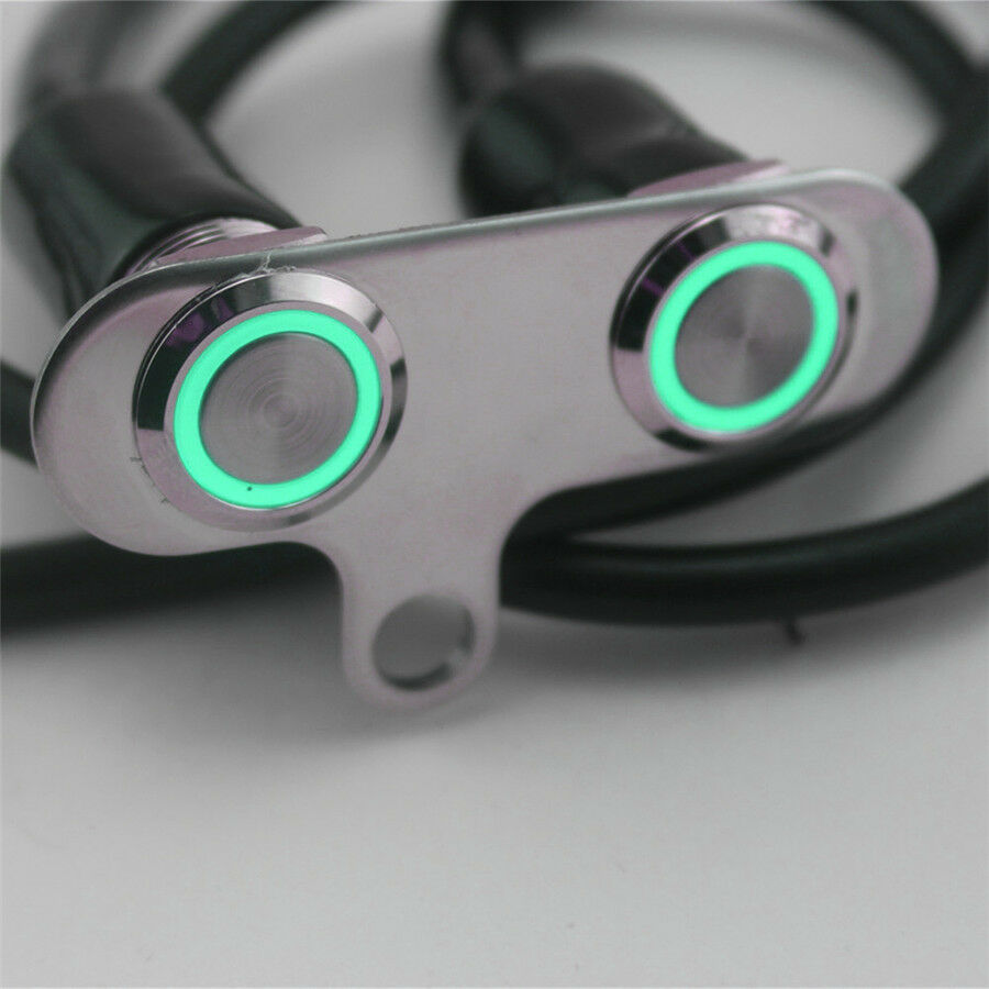 Universal Motorcycle Horn Engine Start Kill Dual Button LED Self-return Switch
