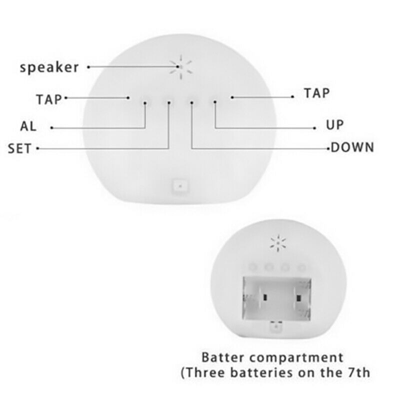 Digital LED Round Snooze Alarm Clock 7 Colors Changing Light Kids Bedroom Decor