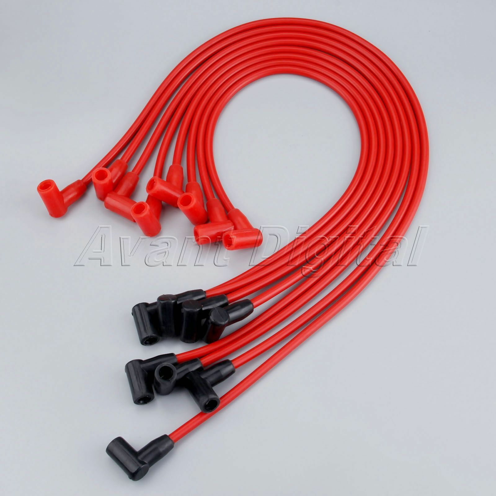 8Pcs 8mm Red Spark Plug Wires Set for CHEVY 265 305 327 350 400 Over Valve Cover