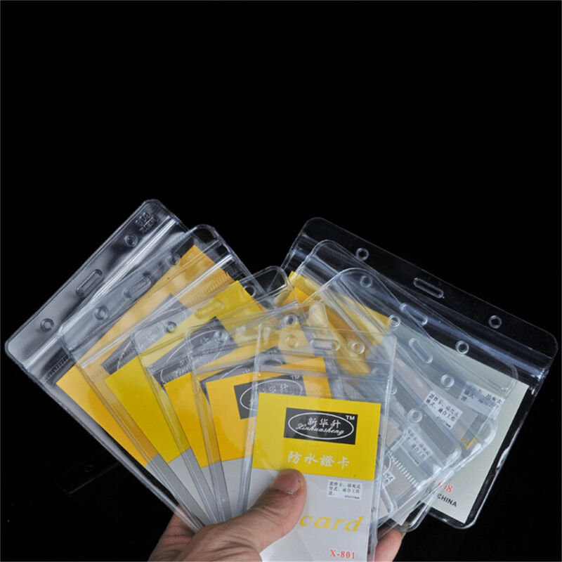 10 x Vertical Solid Vinyl Clear ID Card Badge Holder Case Cover Sleeve VQONYD Kt