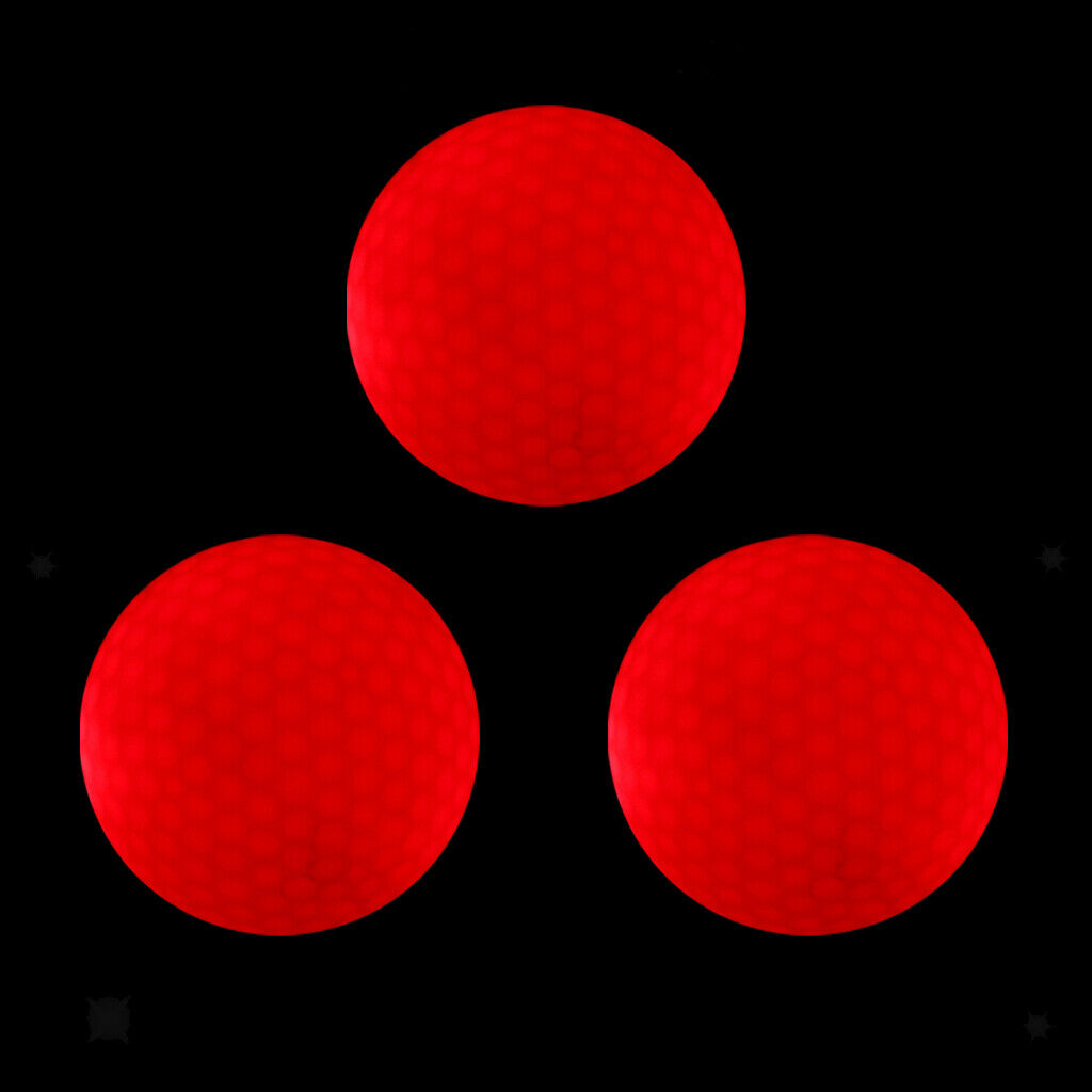 3Pcs Red LED Light Up Night Golf Balls Tournament Balls Official Size