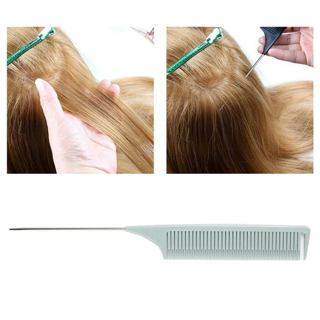 2 Pieces Highlight Comb Foiling Hair Salon Dye Coloring Combs Cyan+Pink