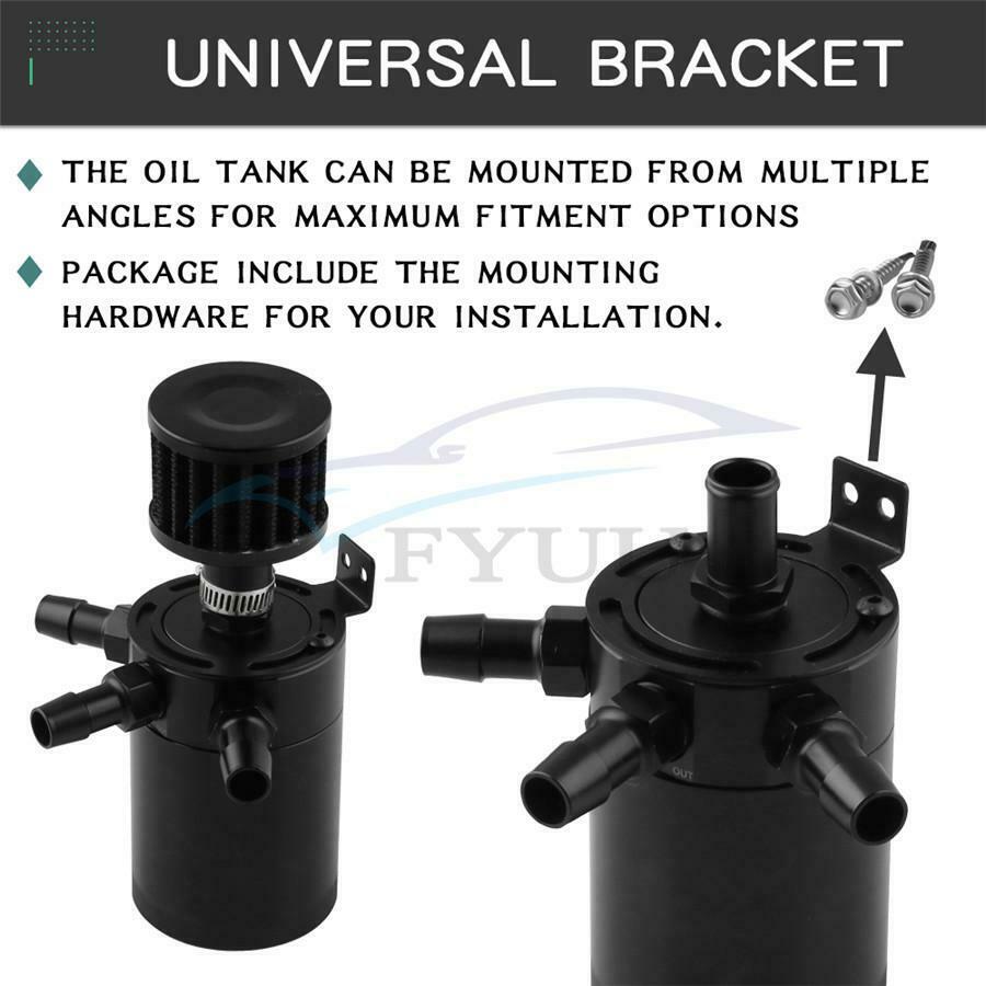 Universal 3-Port Oil Reservoir Catch Can Tank with Filter Drain Valve Breather