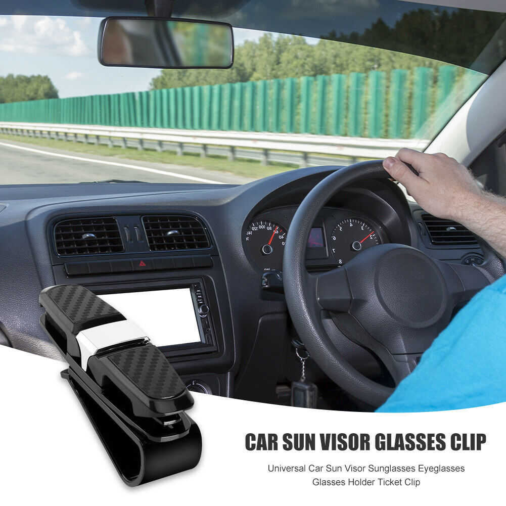 Universal Car Sun Visor Sunglasses Eyeglasses Glasses Holder Ticket Clip @