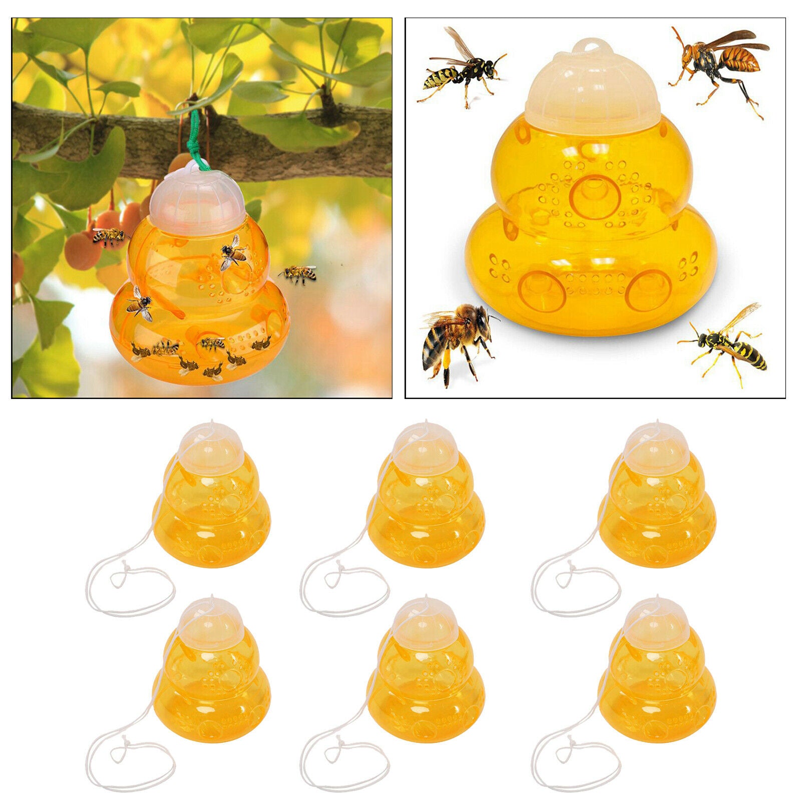 6pcs Beehive Wasp Trap Yellow Jackets Repellent Trap Traps for Home Garden