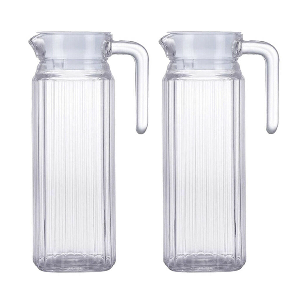 2 Pcs Acrylic Clear Water Pitcher 1.1L Beer Beverage Serving Jars for Bar
