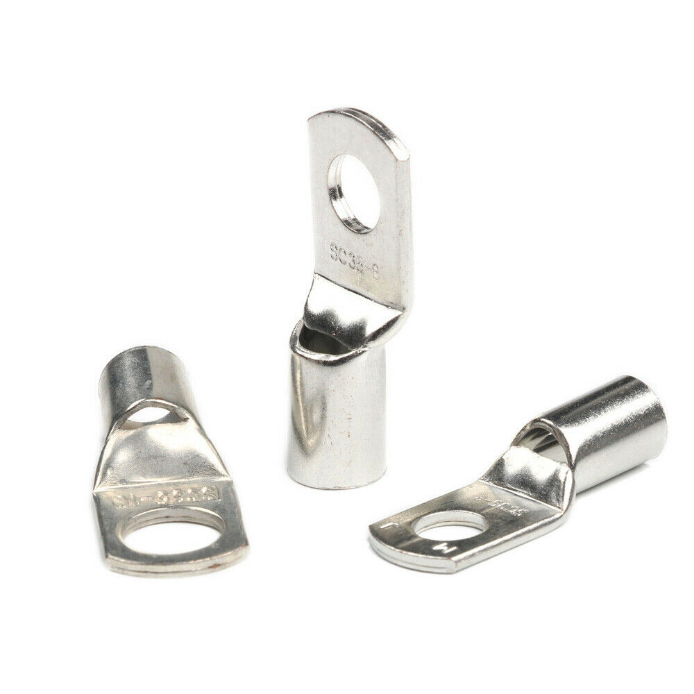 100Pcs Battery Copper Cable Lugs Electrical Wire Connectors Crimp Ring Terminals