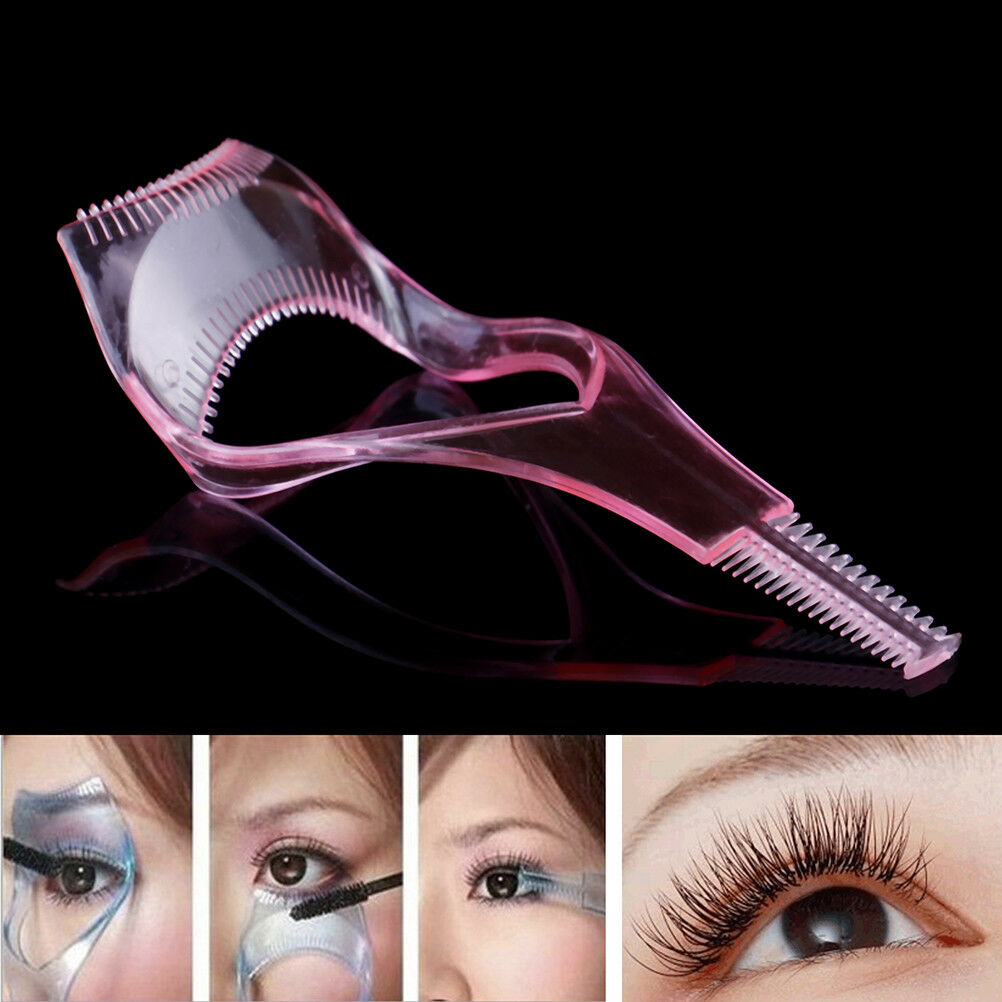 3in 1 Eye lash mascara shield guard eyelash curler applicator tool comb guide XC