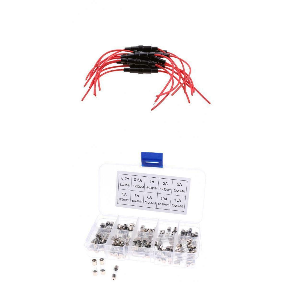 10x AGC Glass Blow Fuse Holder Inline screw type 100Pcs Glass Tube Fuses Kit